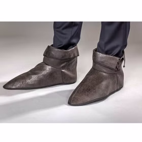 Mittelalter Schuhüberzieher aus Kunstleder 38 cm braun für Erwachsene Kostüm-Zubehör Pirat  Robin Hood Fasching Karneval Mottoparty