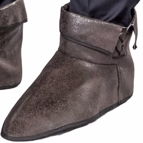 Mittelalter Schuhüberzieher aus Kunstleder 38 cm braun für Erwachsene Kostüm-Zubehör Pirat  Robin Hood Fasching Karneval Mottoparty