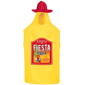 Tequila Kostüm Flasche Fiesta Mexico für Herren Onesize JGA Spaßkostüm Karneval Junggesellenabschied Fasching Mottoparty