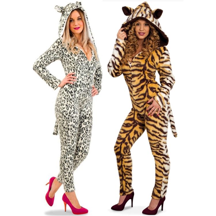 Schneeleopard Kostüm Flocke für Damen Gr. 34-40 Tier Leopard Tierkostüm Fasching Karneval Mottoparty 