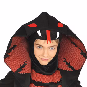 Ninja Kobra Kostüm Schlange für Kinder 3-12 Jahre Indien Tierkostüm Fasching Halloween Karneval Geburtstag Mottoparty Detailaufnahme Schlangenkopf Ninja Kobra Kostüm für Kinder von Vorne