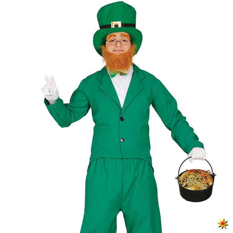 Saint Patrick Kostüm grüner Kobold für Herren Herren Kostüm Kobold Saint Patrick St. Patrick's Day grün Irland Fasching Karneval Mottoparty