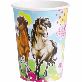 Trinkbecher Pferde Kindergeburtstag 8 Stück Party-Zubehör 250 ml Kinder-Party Tischdeko Fasching Mottoparty Geburtstag