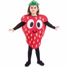 Freches Früchtchen Kostüm Erdbeere für Kinder 3-4 Jahre rote Tunika Obst Lebensmittel lustige witzig Fasching Kinderfasching Karneval Mottoparty