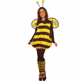 Bienen Kostüm Meli für Damen Gr. M/L Kleid schwarz gelb gesteift Hummel Tier Fasching Karneval Mottoparty Paarkostüm Gruppenkostüm