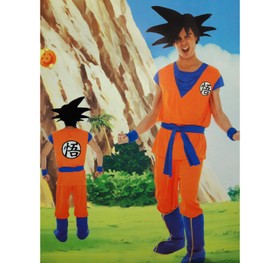 Dragon Ball Z Goku Kostüm inkl. Perücke für Herren Gr. S-XL Anime Fasching Karneval Mottoparty