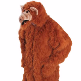 Alf Kostüm deluxe für Herren Einheitsgröße braun Filmheld Außerirdischer  Planet Melmec Fasching Karneval 80er 90er Mottoparty Overall 