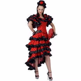 Flamenco Kostüm spanische Flamenco Tänzerin Alessandra für Damen Tango Kleid Gr. 36-46 rot schwarz Spanierin andere Länder Fasching Karneval Mottoparty Flamenco Kostüm spanische Flamenco Tänzerin Alessandra für Damen Tango Kleid Gr. 36-46 rot schwarz Spanierin andere Länder Fasching Karneval Mottoparty
