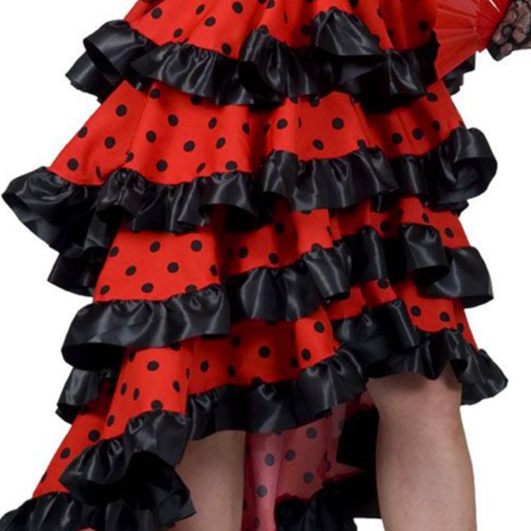 Flamenco Kostüm spanische Flamenco Tänzerin Alessandra für Damen Tango Kleid Gr. 36-46 rot schwarz Spanierin andere Länder Fasching Karneval Mottoparty