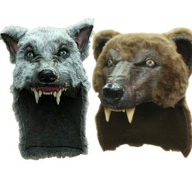 Wolf Maske Grauer Wolf deluxe 37 cm grau Kostüm-Zubehör Latexmaske Mütze Tiermaske Märchen Fasching Karneval Mottoparty Indianer Wilder Westen