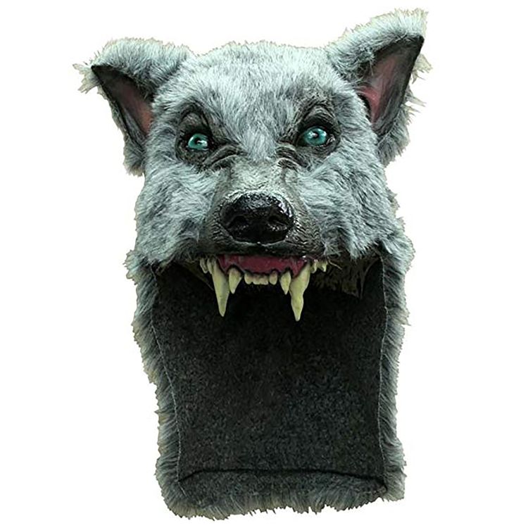 Wolf Maske Grauer Wolf deluxe 37 cm grau Kostüm-Zubehör Latexmaske Mütze Tiermaske Märchen Fasching Karneval Mottoparty Indianer Wilder Westen