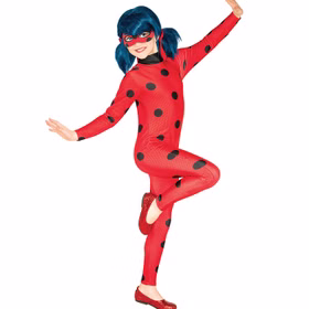 Miraculous Kostüm inkl. Perücke Ladybug deluxe für Kinder 3-10 Jahre Serienheld Filmheld Marienkäfer Tierkostüm Fasching Karneval Mottoparty Kinderfasching Miraculous Kostüm inkl. Perücke Ladybug deluxe für Kinder seitlich von Vorne
