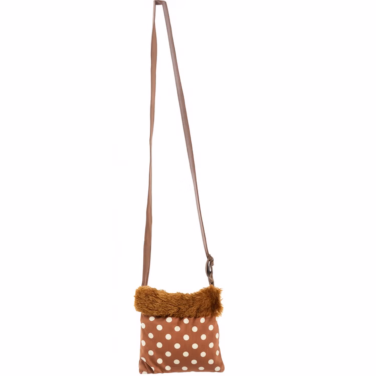 Reh Kostüm Rehlein mit Stulpen und Handtasche für Damen Gr. 36-46 Braun Tier Tierkostüm Rehkleid Fasching Karneval Mottoparty Handtasche Reh Tasche gepunktet für Damen von Vorne mit 67 Zentimeter langem Schultergurt