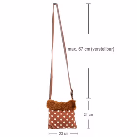 Handtasche Reh Tasche gepunktet für Damen von Vorne mit Maßangaben der Tasche