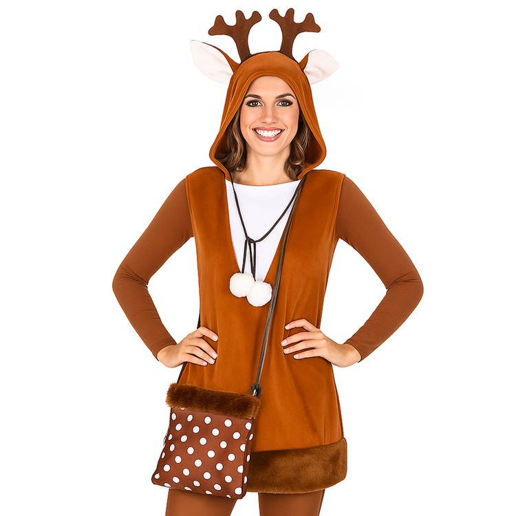 Handtasche Reh Tasche gepunktet für Damen von Vorne mit verstellbaren Tragegurt