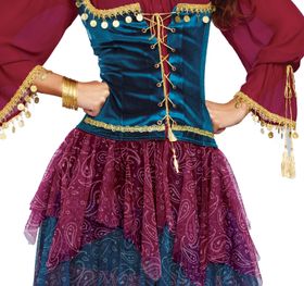 Zigeunerin Kostüm Gypsy Esmira für Damen Gr. S-XL Kleid rot blau Bauchtänzerin Wahrsagerin Piratenbraut Fasching Karneval Mottoparty