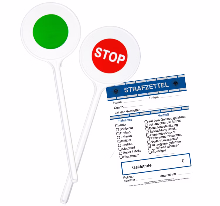 Polizei Spielzeug-Set mit Strafzettelblock & Polizeikelle Kostüm-Zubehör für Kinder Rollenspiel Polizist Spielzeug-Strafzettel & Signalkelle Polizei Kostüm Zubehör Bußgeld Fasching Karneval Mottoparty Spielzeug Accessoire Kindergeburtstag Polizeikelle mit STOP-Aufdruck und Strafzettelblock als Polizei Kostüm-Zubehör.