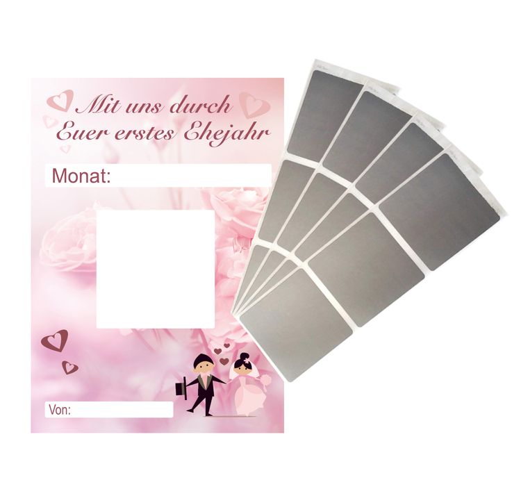 Hochzeitsspiel Geschenkgutschein Partyspiel Mit uns durch das 1. Ehejahr: 12 Karten inkl. Rubbelsticker Heiraten Brautpaar Geschenkidee Hochzeit Wedding