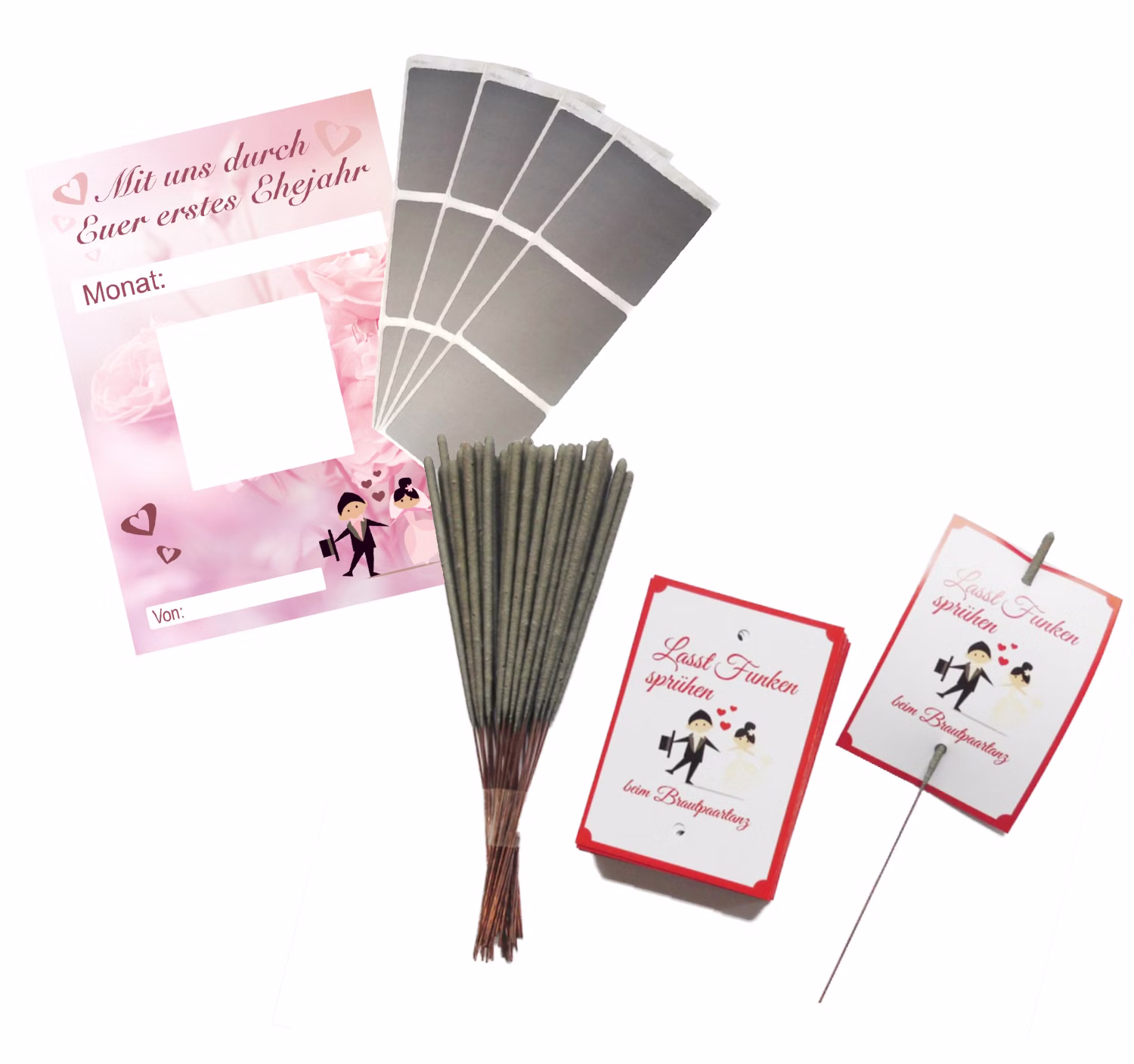 Hochzeits-Set Motiv Brautpaar Hochzeitsspiel und Wunderkerzen Hochzeitstanz Brautpaartanz Geschenkidee Hochzeit Heiraten Brautpaar Eheleute