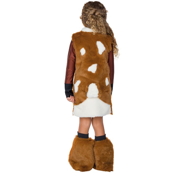 Reh Kostüm Rehkitz Feline für Kinder Gr. 104-140 braun Rentier Waldtier Bambi Kleid mit Haarreif Fasching Karneval Kinderfasching Mottoparty 