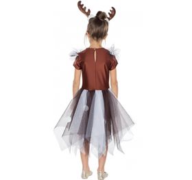 Reh Kostüm Rehkitz Blume für Kinder Gr. 104-140 Kleid Tier-Kostüm Tüllkleid mit Haarreif Waldtier Bambi Fasching Karneval Mottoparty Kinderfasching