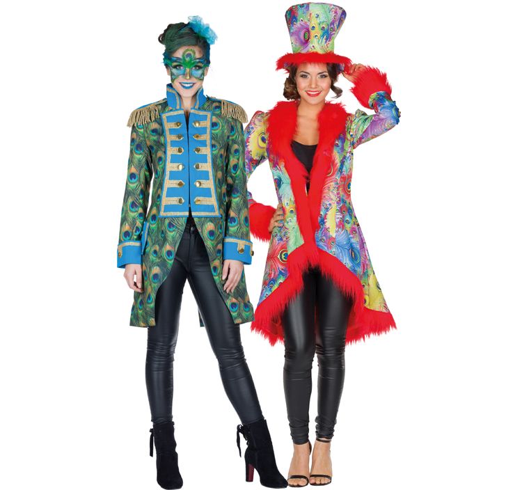 Pfau Fasan Kostüm Zirkus Mantel für Damen Gr. 36-44 bunt Tier-Kostüm SALE Fasching Karneval Mottoparty 