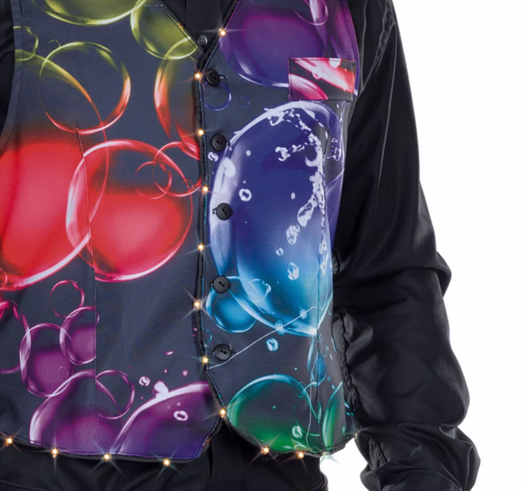 LED Weste Bubble Kostüm Seifenblasen bunt für Herren Gr. 48-58 Geburtstag SALE Fasching Karneval Mottoparty Paarkostüm LED Weste Bubble Kostüm Seifenblasen bunt für Herren Gr. 48-58 Geburtstag SALE Fasching Karneval Mottoparty Paarkostüm