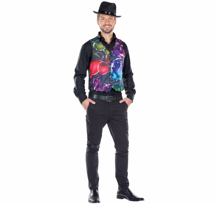 LED Weste Bubble Kostüm Seifenblasen bunt für Herren Gr. 48-58 Geburtstag SALE Fasching Karneval Mottoparty Paarkostüm LED Weste Bubble Kostüm Seifenblasen bunt für Herren Gr. 48-58 Geburtstag SALE Fasching Karneval Mottoparty Paarkostüm