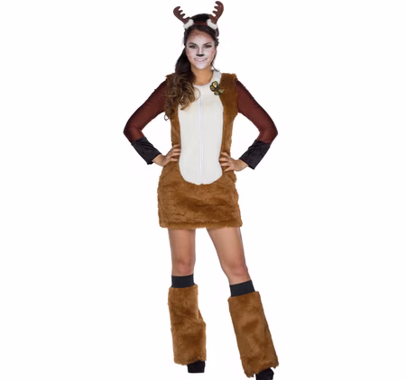 Reh Kostüm Bambi Plüsch-Kleid mit Haarreif für Damen Gr. 34-48 braun Rehkitz Fasching Karneval Mottoparty Tier Tierkostüm Reh Kostüm Bambi Plüsch-Kleid mit Haarreif für Damen Gr. 34-48 braun Rehkitz Fasching Karneval Mottoparty Tier Tierkostüm