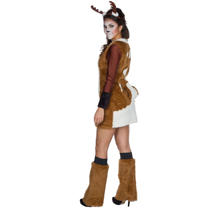 Reh Kostüm Bambi Plüsch-Kleid mit Haarreif für Damen Reh Kostüm Bambi Plüsch-Kleid mit Haarreif für Damen Gr. 34-48 braun Rehkitz Fasching Karneval Mottoparty Tier Tierkostüm