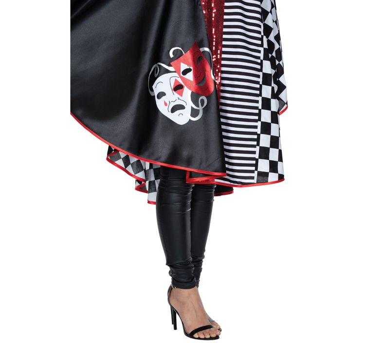 Pierrot Harlekin Poncho Harlekina für Damen Onesize Clown schwarz-weiß Paarkostüm Fasching Karneval Mottoparty