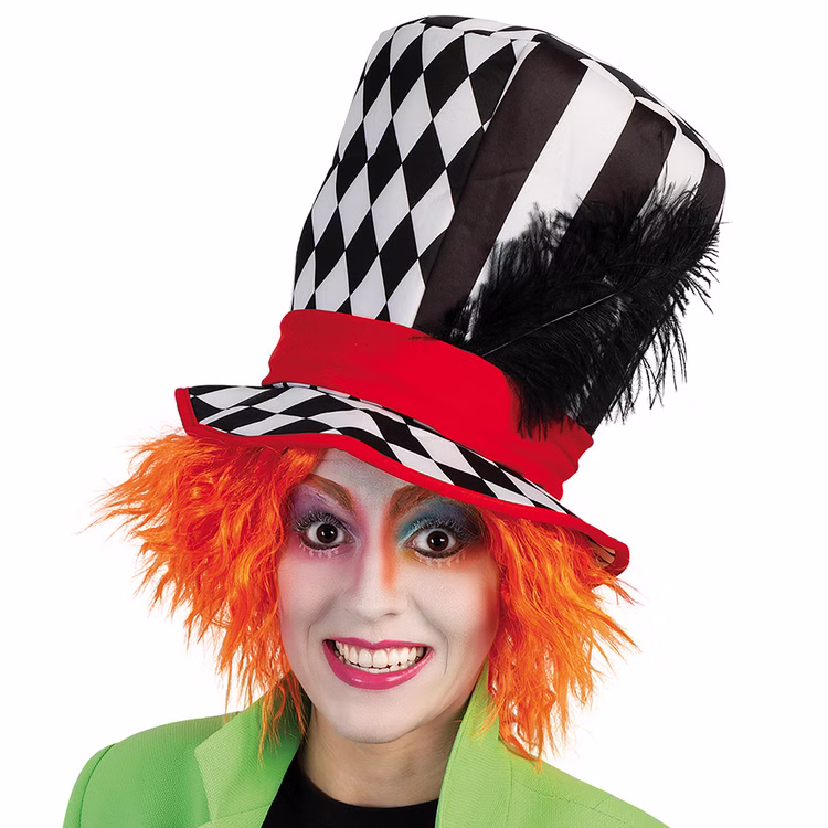 Zylinder Hut Pierrot Harlekin KW 58 cm schwarz-weiß für Erwachsene Kostüm-Zubehör Kopfbedeckung schwarz-weiß kariert Clown Fasching Karneval Mottoparty Zylinder Hut Pierrot Harlekin KW 58 cm schwarz-weiß für Erwachsene Kostüm-Zubehör Kopfbedeckung schwarz-weiß kariert Clown Fasching Karneval Mottoparty