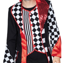 Pierrot Harlekin Kostüm Pedrolino inkl. Zylinder für Herren Gr. 50-58 schwarz-weiß  Zirkus Clown Fasching Karneval Mottoparty Paarkostüm