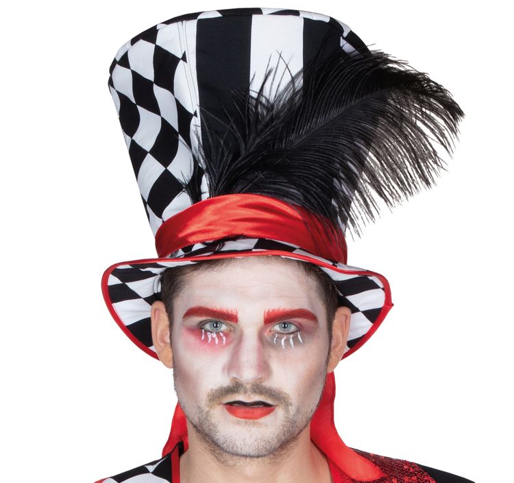Harlekin Kostüm Pierrot Harlekina inkl. Zylinder für Damen Onesize Poncho Clown Paarkostüm Fasching Karneval Mottoparty Pantomime
