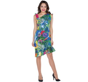 Hawaii Kostüm Südsee Kleid bunt für Damen Gr. 34-42 Sommerkleid Blumenkleid Tropen Dschungel Beachparty Paarkostüm Fasching Karneval Mottoparty