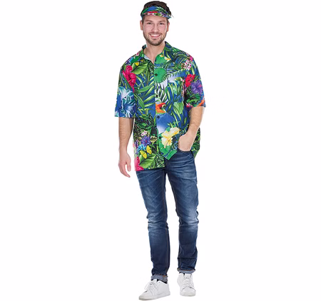 Hawaii Hemd für Herren Gr. 50-52 bunt Tropen Sommer Beachparty Paarkostüm Fasching Karneval Mottoparty Hawaii Hemd für Herren Gr. 50-52 bunt Tropen Sommer Beachparty Paarkostüm Fasching Karneval Mottoparty