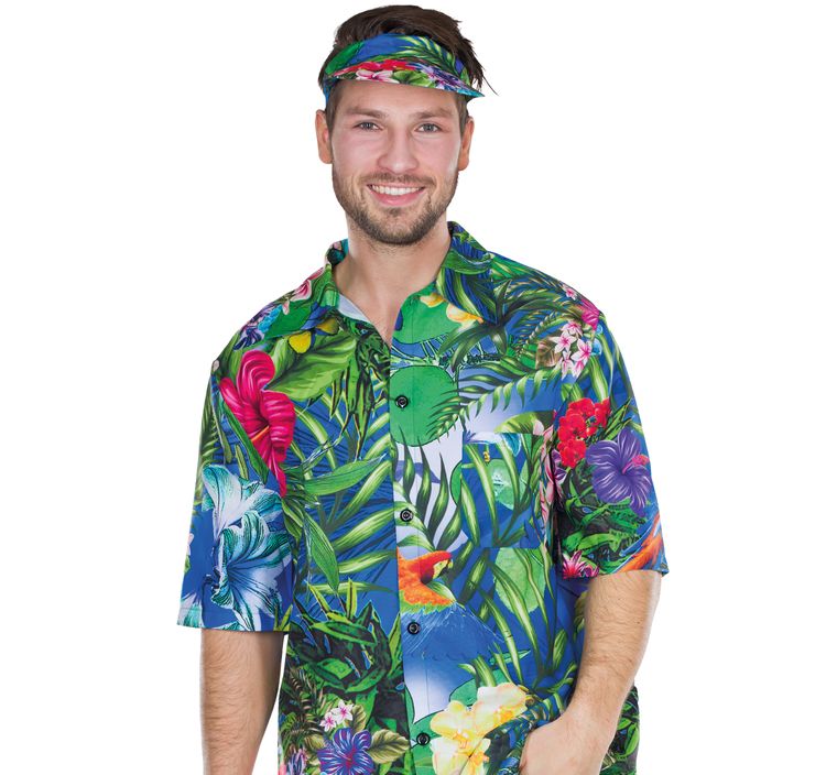 Hawaii Hemd bunt für Herren Hawaii Hemd für Herren Gr. 50-52 bunt Tropen Sommer Beachparty Paarkostüm Fasching Karneval Mottoparty