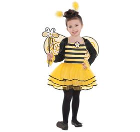 Kinder Kostüm Biene Ballerina inkl. Zubehör Flügel Stab Haarreif Bienen-Kleid schwarz gelb Gr. 104-110 Tierkostüm Fasching Karneval Kindergeburtstag Mottoparty