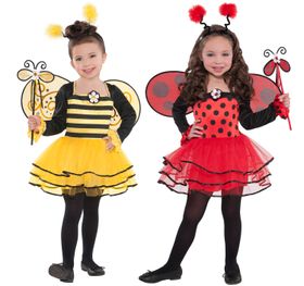 Kinder Kostüm Biene Ballerina inkl. Zubehör Flügel Stab Haarreif Bienen-Kleid schwarz gelb Gr. 104-110 Tierkostüm Fasching Karneval Kindergeburtstag Mottoparty