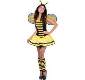 Bienen Kostüm Kleid Maria für Damen Gr. S-L Kleid gelb schwarz Flügel Insekt Bienchen Sumse Tier Tierkostüm Paarkostüm Gruppenkostüm Fasching Karneval Mottoparty