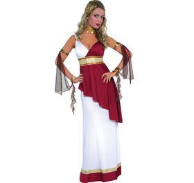 Römerin Kostüm Antike Göttin Hera für Damen Gr. S-L Kleid weiß rot Griechin Andere Länder Kleid Fasching Karneval Mottoparty