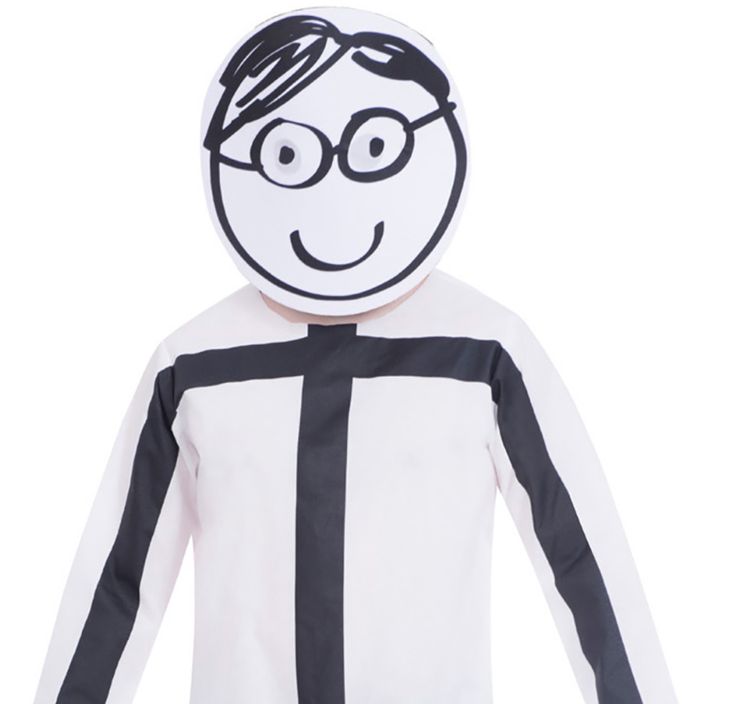 Strichmännchen Kostüm Stick mit Hund für Herren Strichmännchen Kostüm Stick mit Hund für Herren Gr. M/L Overall weiß lustiges Kostüm Paarkostüm Fasching Karneval Mottoparty