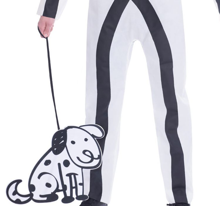 Strichmännchen Kostüm Stick mit Hund für Herren Strichmännchen Kostüm Stick mit Hund für Herren Gr. M/L Overall weiß lustiges Kostüm Paarkostüm Fasching Karneval Mottoparty