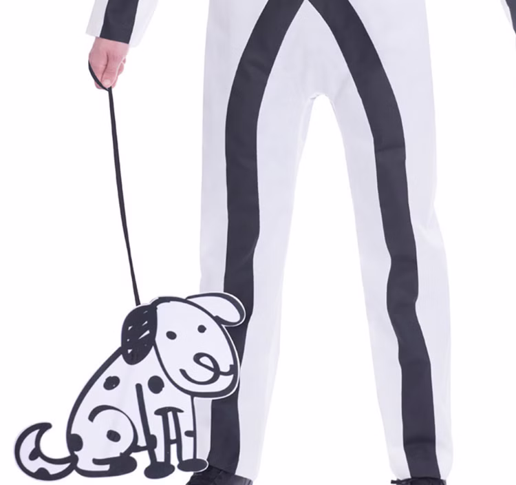 Strichmännchen Kostüm Stick mit Hund für Herren Gr. M/L Overall weiß lustiges Kostüm Paarkostüm Fasching Karneval Mottoparty Strichmännchen Kostüm Stick mit Hund für Herren Gr. M/L Overall weiß lustiges Kostüm Paarkostüm Fasching Karneval Mottoparty