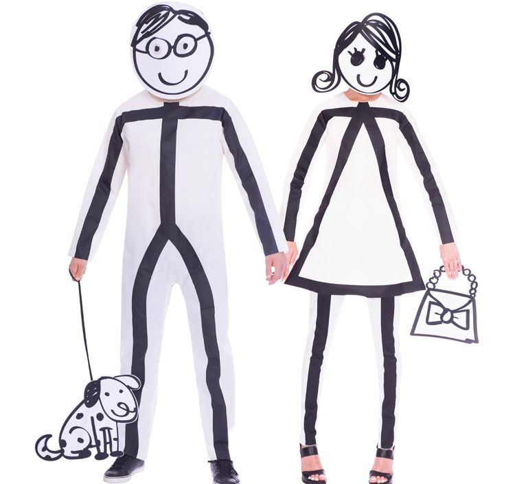Strichmännchen Kostüm Stick mit Hund für Herren Strichmännchen Kostüm Stick mit Hund für Herren Gr. M/L Overall weiß lustiges Kostüm Paarkostüm Fasching Karneval Mottoparty