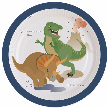 Dinosaurier Teller T-Rex 8 Stück Kindergeburtstag Party-Deko