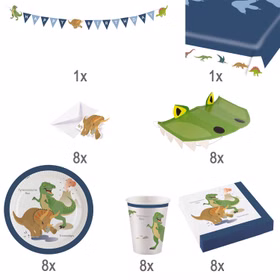 Dinosaurier Party-Set T-Rex Dino Happy Birthday Tisch-Deko 54-tlg. Geburtstag Party-Zubehör Party-Geschirr Mottoparty Dinosaurier Party-Set T-Rex Dino Happy Birthday Tisch-Deko 54-tlg. Geburtstag Party-Zubehör Party-Geschirr Mottoparty