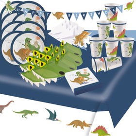 Dinosaurier Party-Set T-Rex Dino Happy Birthday Tisch-Deko 54-tlg. Geburtstag Party-Zubehör Party-Geschirr Mottoparty
