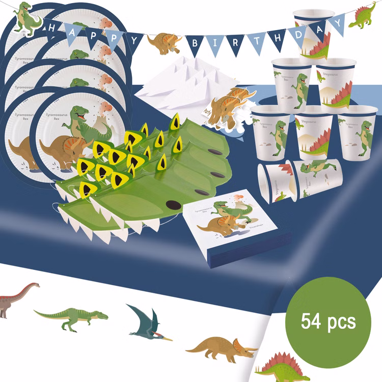Dinosaurier Party-Set T-Rex Dino Happy Birthday Tisch-Deko 54-tlg. Geburtstag Party-Zubehör Party-Geschirr Mottoparty Dinosaurier Party-Set T-Rex Dino Happy Birthday Tisch-Deko 54-tlg. Geburtstag Party-Zubehör Party-Geschirr Mottoparty