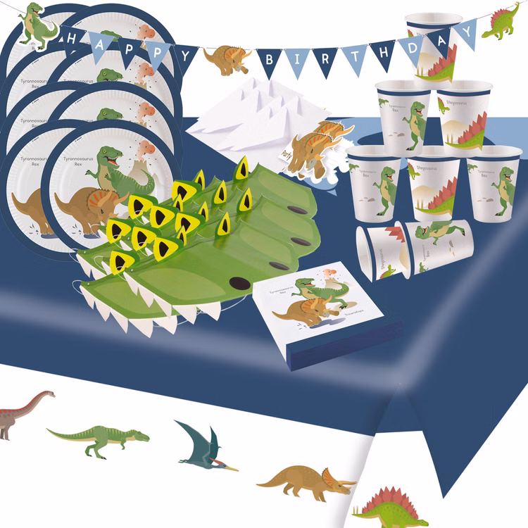 Dinosaurier Party-Set T-Rex Dino Happy Birthday Tisch-Deko 54-tlg. Geburtstag Party-Zubehör Party-Geschirr Mottoparty Dinosaurier Party-Set T-Rex Dino Happy Birthday Tisch-Deko 54-tlg. Geburtstag Party-Zubehör Party-Geschirr Mottoparty